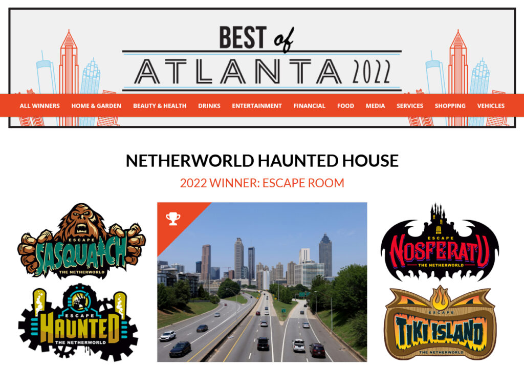 Escape The Netherworld Named Top Escape Room in Atlanta - 2022